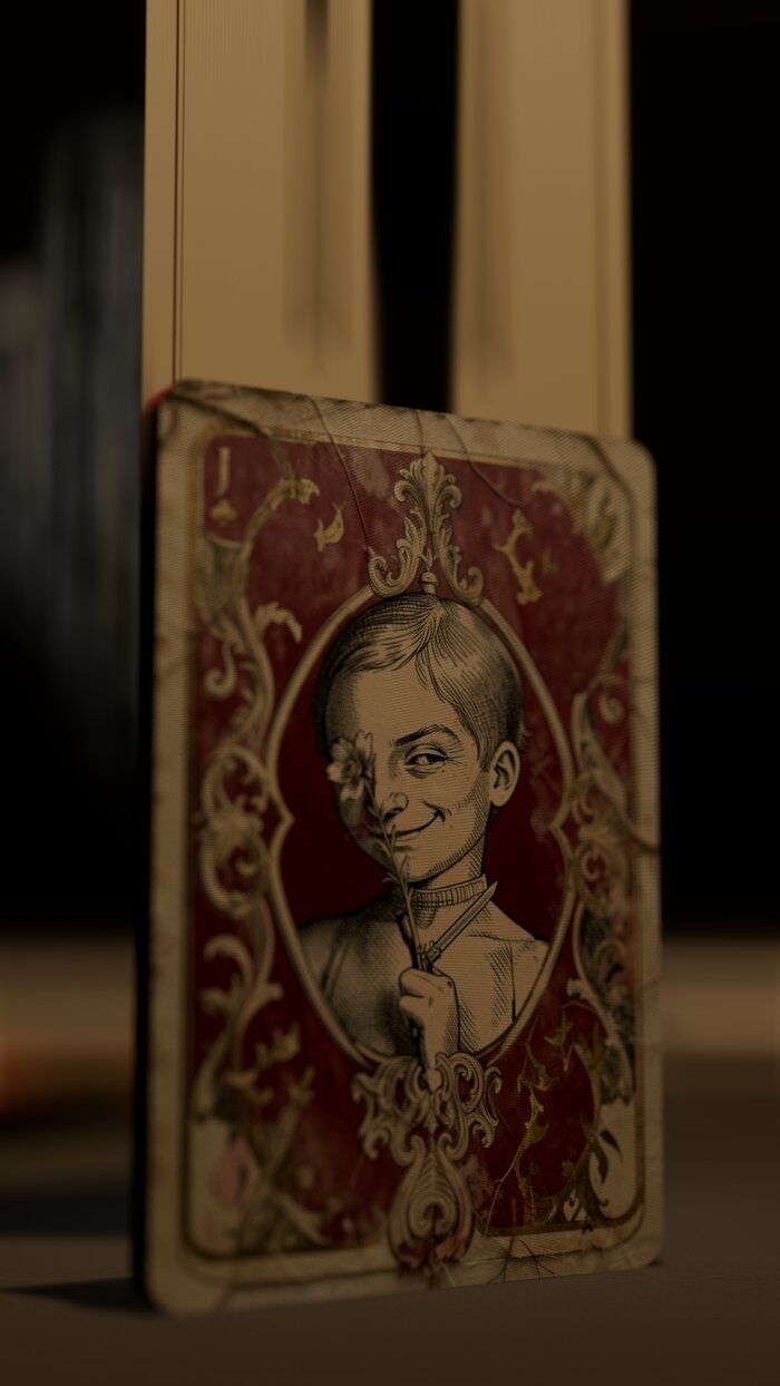 O valete sozinho na mesa de feltro, ato 1