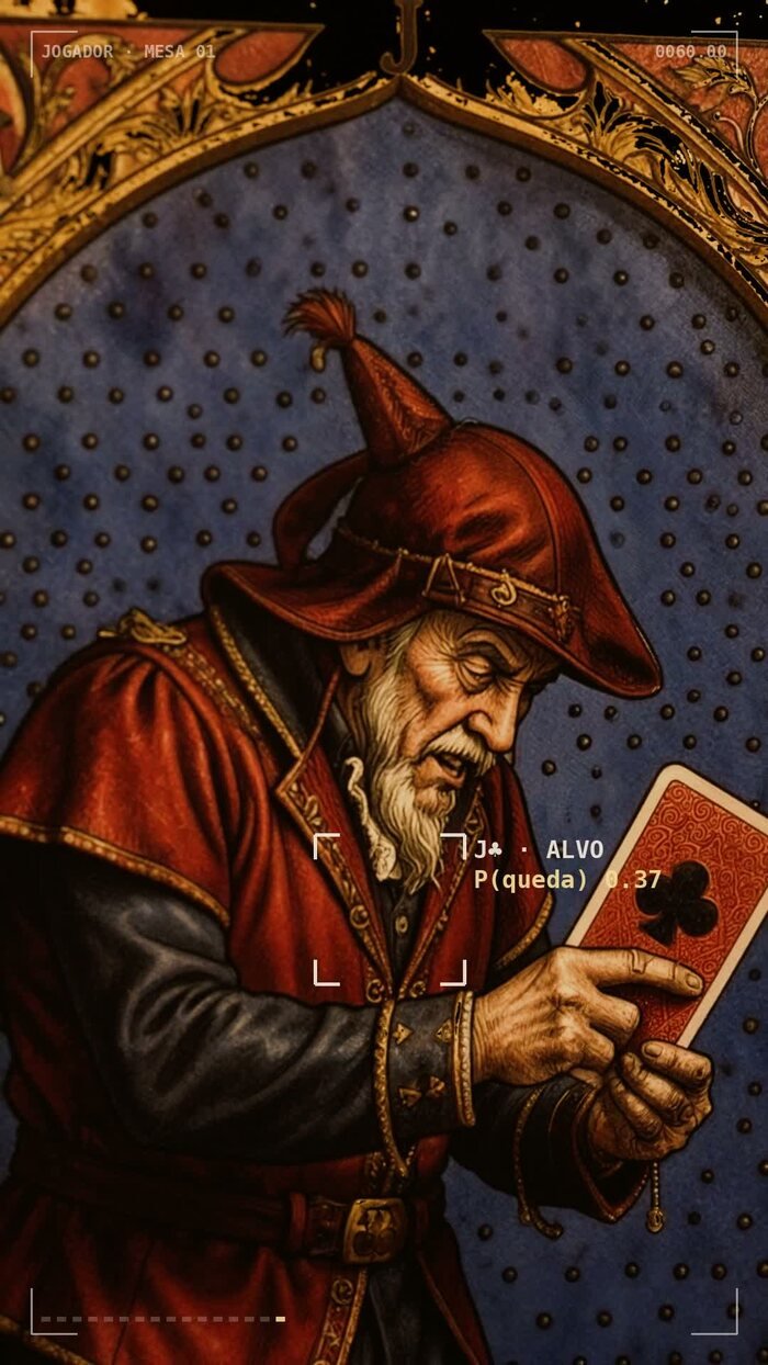 O valete de iluminura com a leitura do jogador